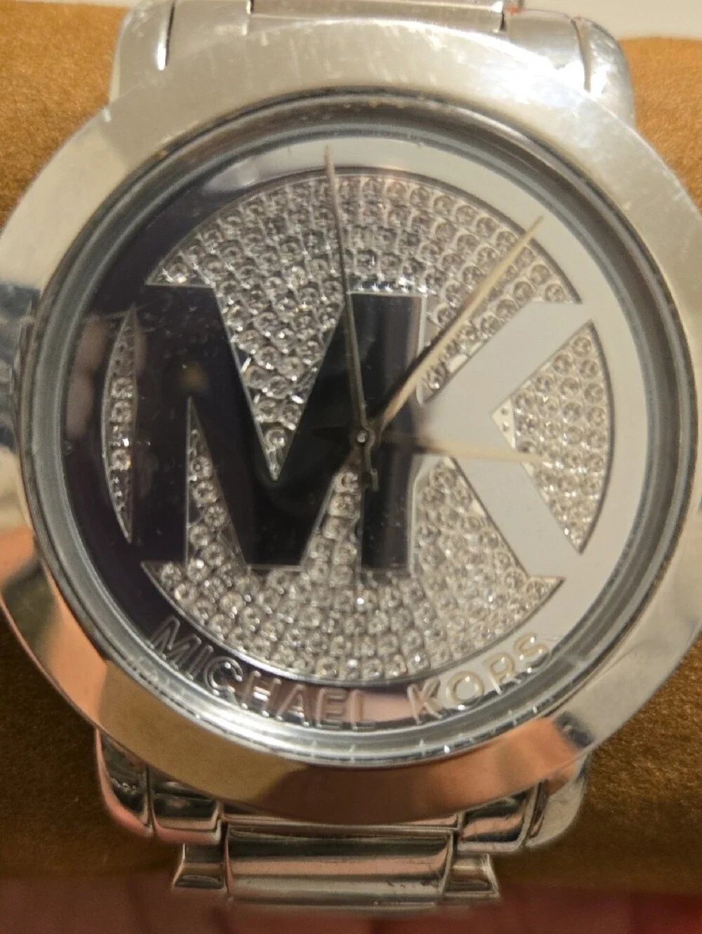 Michael Kors Silver Crystal MK Logo Bracelet Watch